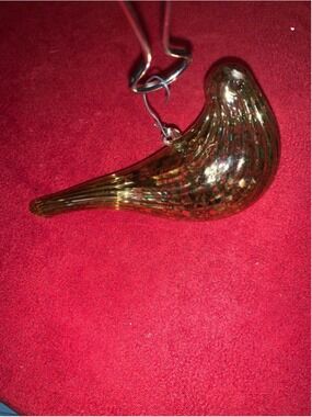 Gold Blown Glass Bird Ornament One Size